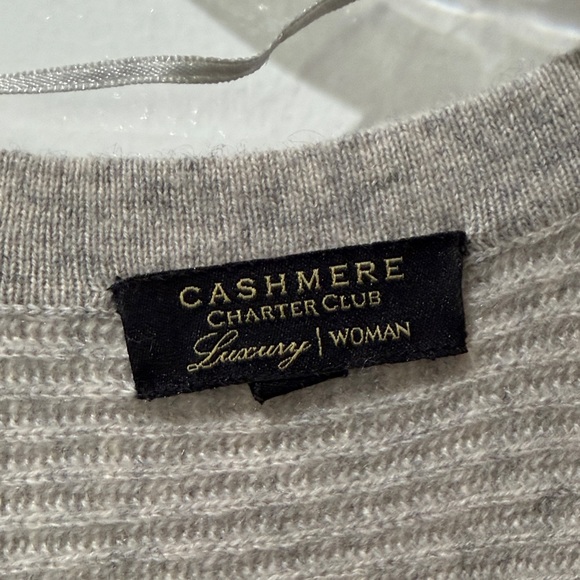 Charter Club Women's Light Gray V-Neck Sweater - Picture 2 of 6